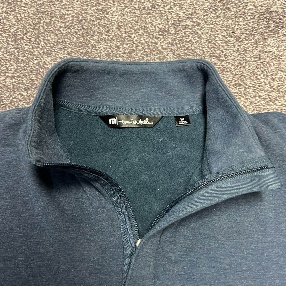 Travis Mathew Sweater Mens Medium Blue Pullover Jacket Quarter Zip Golf - Picture 3 of 5